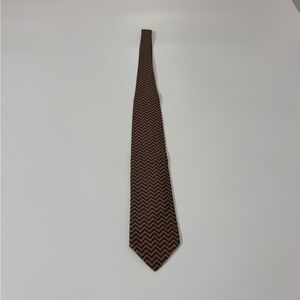 Italian Silk Brown Zigzag Patterned Men's Tie